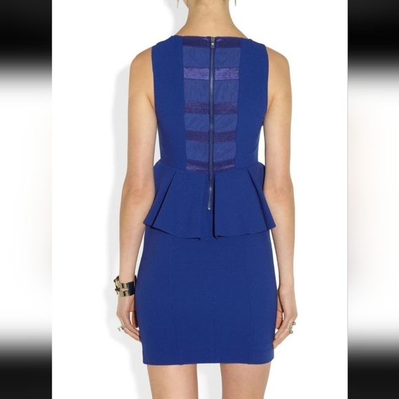 Alice + Olivia Cobalt Blue June Peplum Dress S US 6‎ Good Condition - Picture 3 of 12